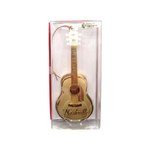 Guitar Shaped Nashville Tennessee Brass Ornament Music Themed Gift Country Rock